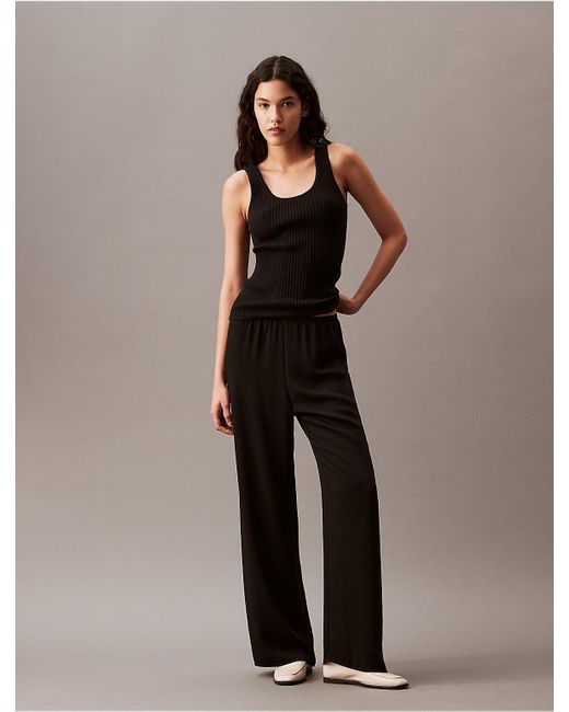 Calvin Klein Black Calvin Klein Smooth Cotton Rib Sweater Tank Top