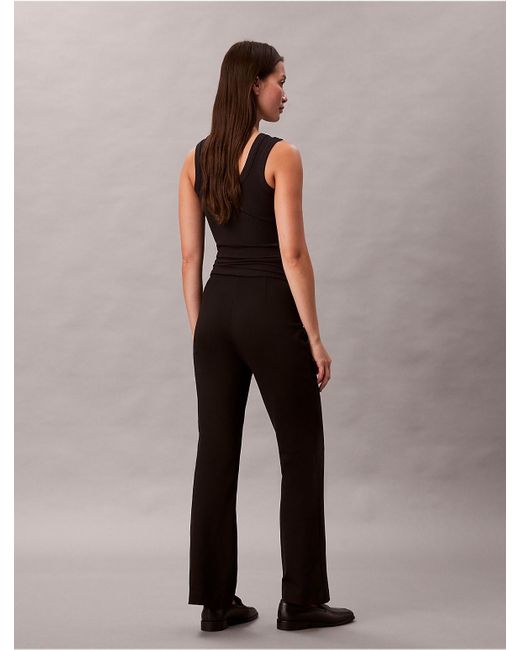 Calvin Klein Black Ponte Slim Flared Pants