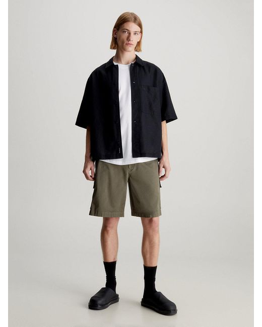 Calvin Klein Green Relaxed Cotton Twill Cargo Shorts for men