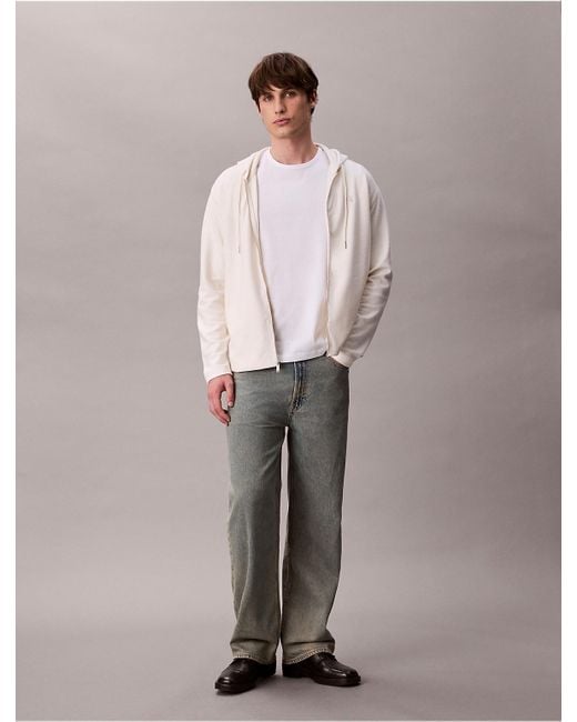 Calvin Klein Gray Calvin Klein Cotton Blend Boucle Relaxed Hoodie for men