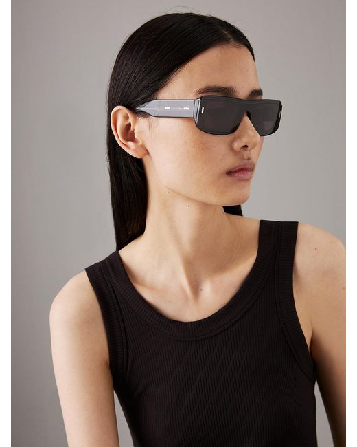 Calvin Klein Black Modified Rectangle Sunglasses Ck24503S