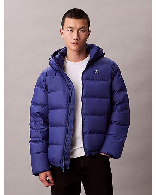 Calvin Klein Donzen Pufferjack Met Capuchon in het Blue voor heren