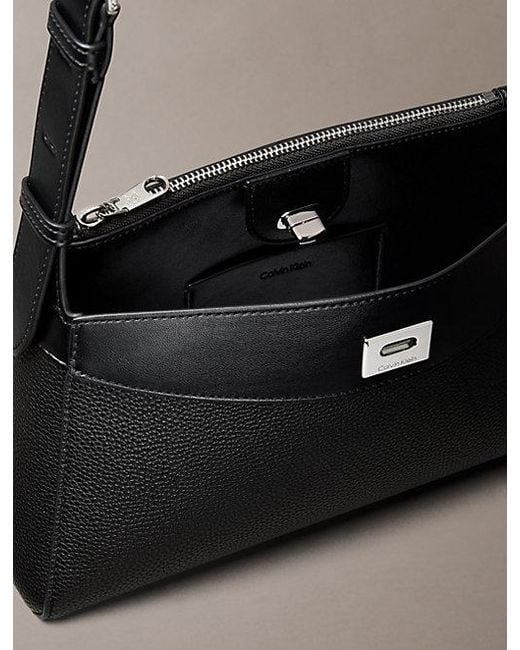 Calvin Klein Black Signature Turn Lock Shoulder Bag