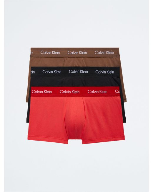 Calvin Klein Cotton Stretch 3-pack Low Rise Trunk in Red for Men | Lyst  Canada