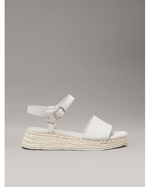 Calvin Klein Metallic Leather Espadrille Platform Sandals