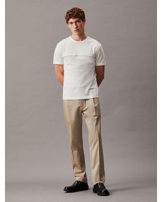 Calvin Klein White Textured Piping T-shirt for men