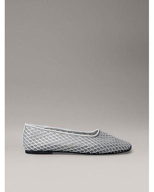 Calvin Klein Gray Shimmer Mesh Ballerinas