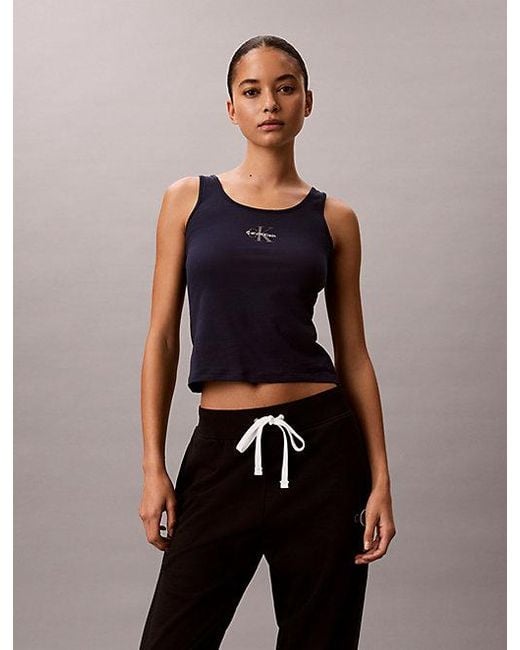 Calvin Klein Blue Tank Top Cotton Stretch Lounge