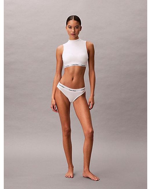 Calvin Klein Brown Lightly Lined Mockneck Bralette Icon Cotton Modal