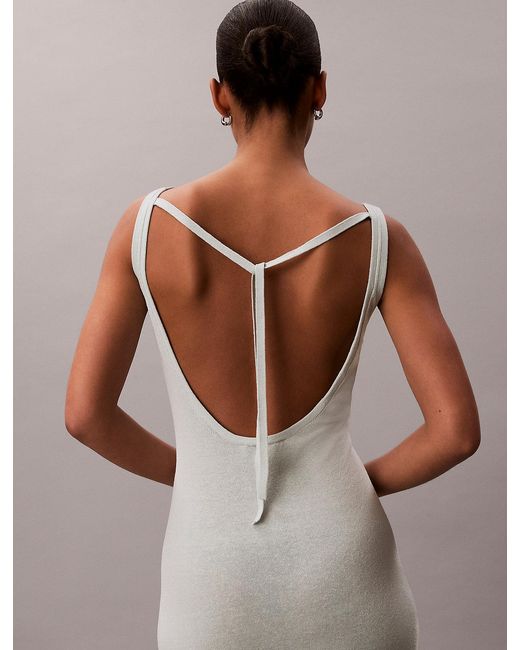 Calvin Klein Multicolor Linen Blend Tie-Back Midi Dress