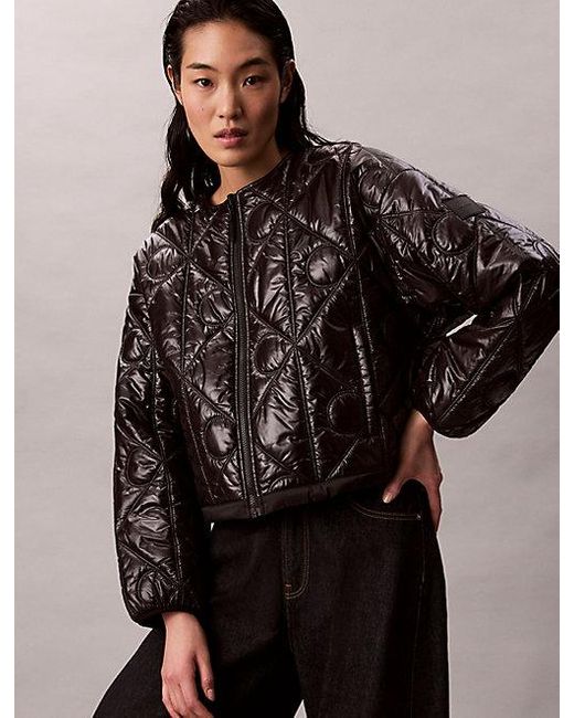 Calvin Klein Brown Jeans Reversible Logo Quilted Jacket