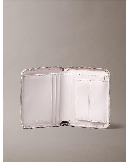 Calvin Klein Pink Allover Monogram Square Zip Wallet