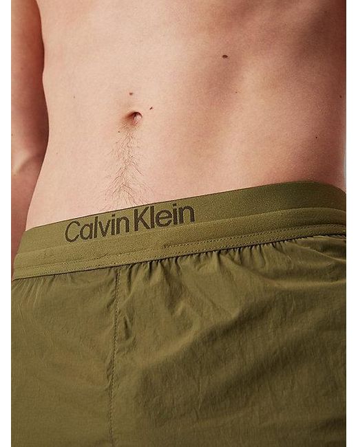 Calvin Klein Green Jeans Logo Waistband Swim Shorts Ck Soft Nylon for men