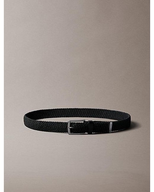 Calvin Klein Black Braided Logo Tip Belt for men