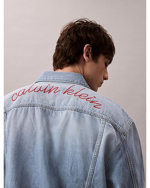Calvin Klein 90's Spijkerjack Met Kettingsteeklogo in het Blue voor heren