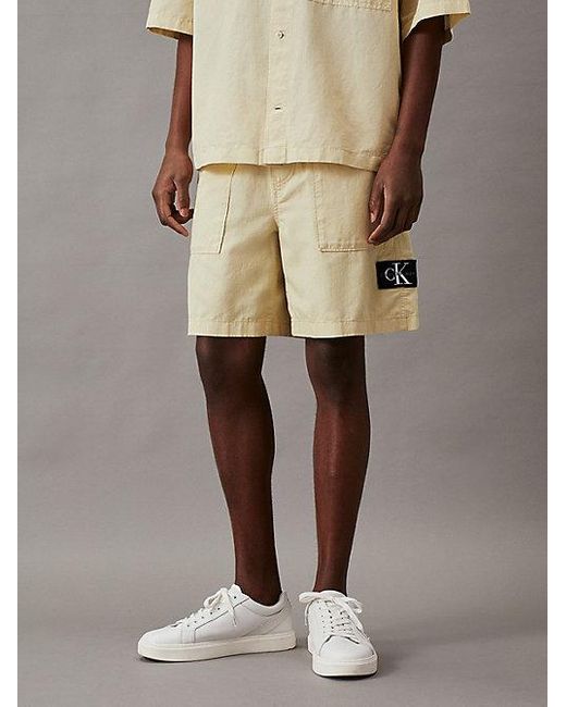 Shorts de lino y algodón Calvin Klein de hombre de color Natural