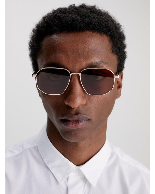Calvin Klein Brown Rectangle Sunglasses Ck23102S for men