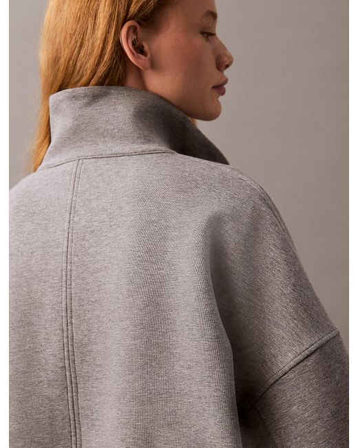 Calvin Klein Gray Monogram Logo Quarter Zip Spacer Jacket
