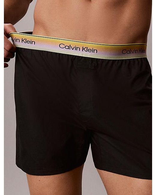 Calvin Klein Black Cotton Poplin Boxers Pride for men