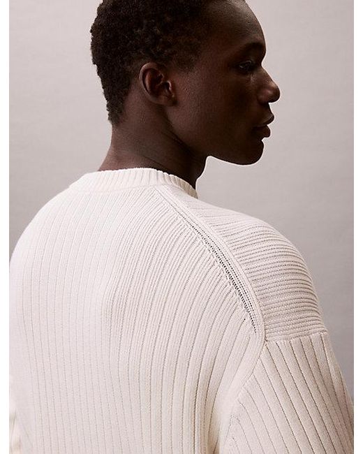 Calvin Klein Natural Jeans Ribbed Cotton Monogram Jumper for men