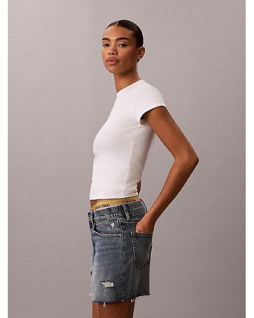 Calvin Klein White Jeans Slim Monogram T-Shirt Pride