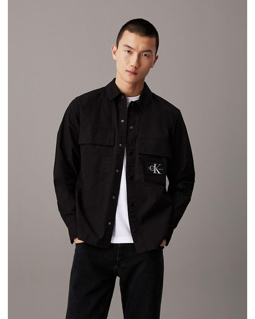 Calvin Klein Black Relaxed Utility Shirt Jacket for men