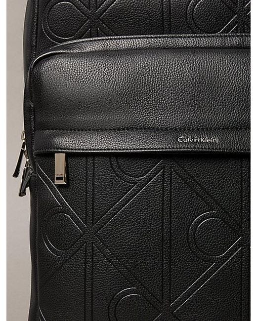 Calvin Klein Gray Embossed Emblem Logo Trolley Backpack for men