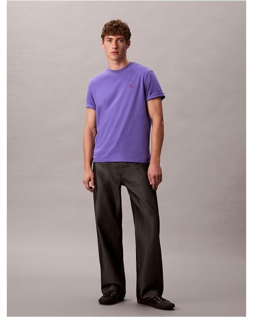 Calvin Klein Purple Embroidered Monogram Logo Relaxed T-Shirt for men