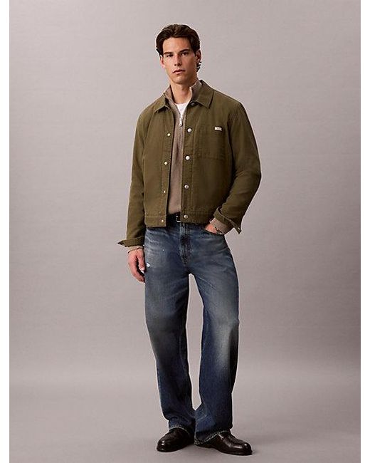 Calvin Klein Brown Jeans Cotton Waffle Half Zip Jumper for men