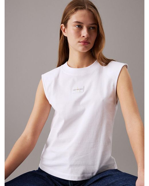Calvin Klein White Relaxed Sleeveless T-shirt
