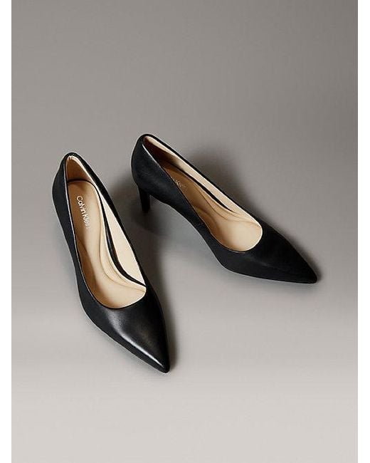 Calvin Klein Gray Leather Stiletto Pumps