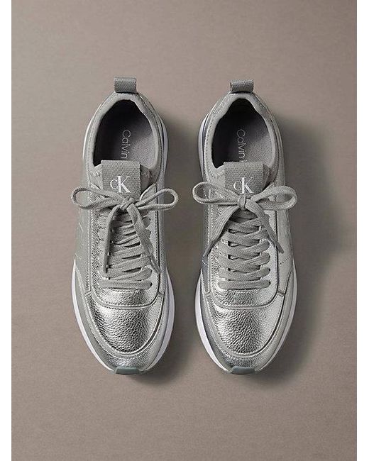 Calvin Klein Metallic Leather Runner Trainers