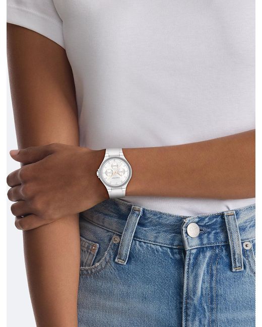 Calvin Klein White Stainless Steel Multifunction Watch