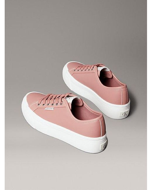 Calvin Klein Pink Leather Comfort Platform Trainers