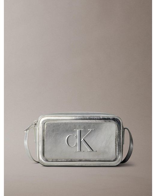 Calvin Klein Bold Monogram Metallic Camera Bag