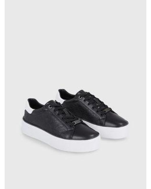 Zapatillas de plataforma de piel con logo Calvin Klein de color Black