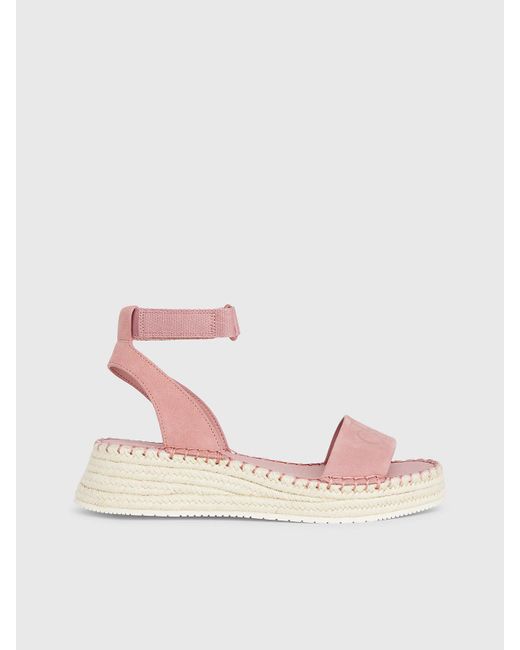 Calvin Klein Pink Suede Espadrille Wedge Sandals