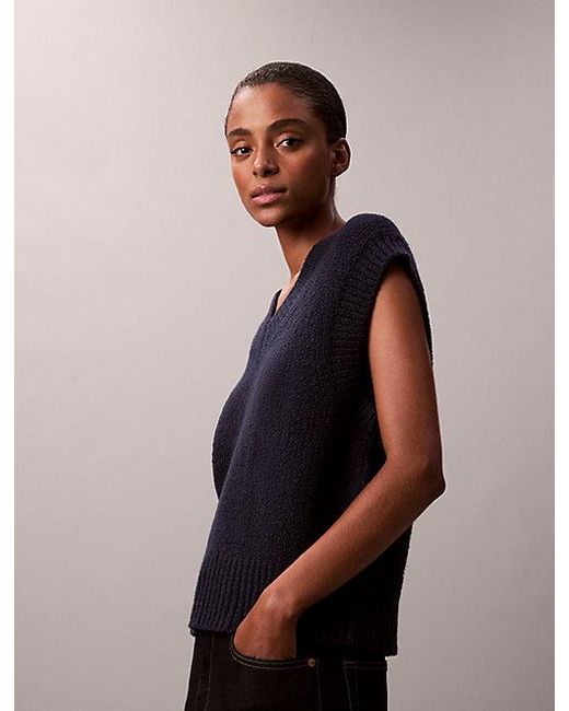 Calvin Klein Black Jeans Wool Boucle Relaxed Vest