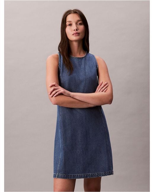 Calvin Klein Blue Calvin Klein Denim Mini Shift Dress