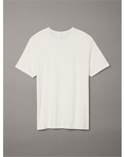 Calvin Klein Brown Linen Blend Jersey Crewneck T-shirt for men