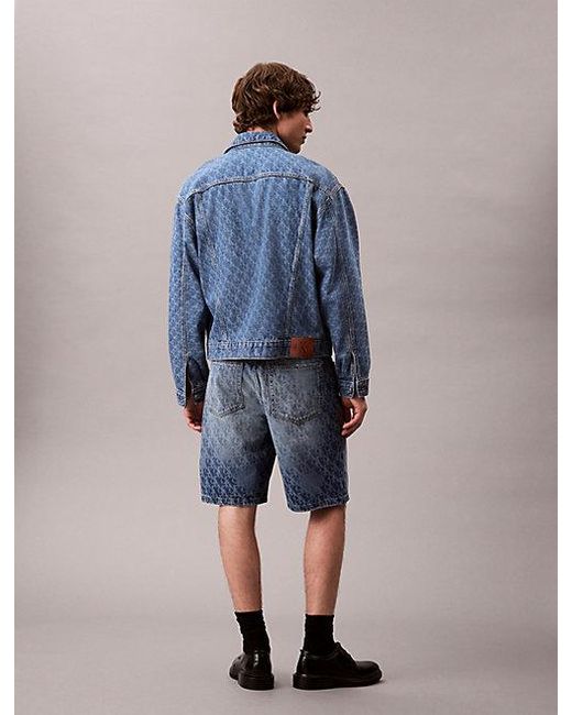 Calvin Klein 90's Shorts Met Monogram-Logo in het Blue voor heren