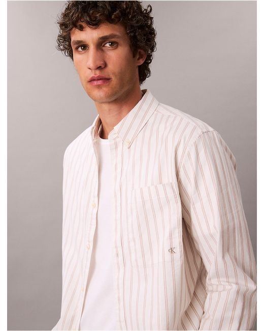 Calvin Klein Multicolor Stripe Oxford Classic Button-Down Shirt for men