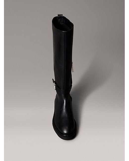 Calvin Klein Leren Knielaarzen Met Signature Logo in het Black