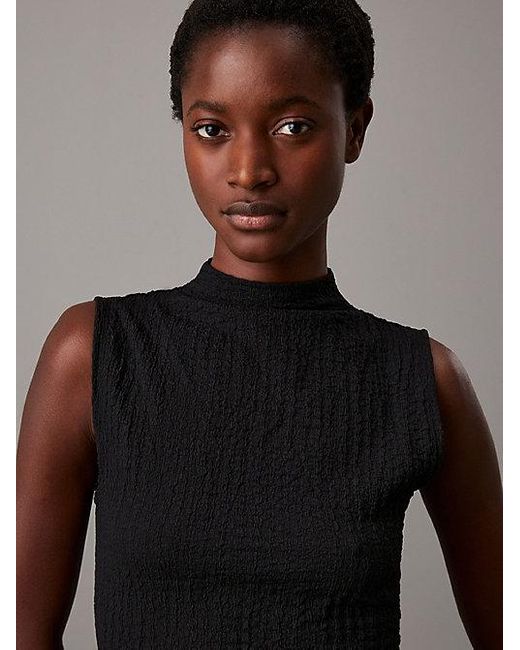 Calvin Klein Black Knöchellanges Kleid Aus Knitter-Jacquard