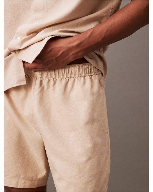 Calvin Klein Natural Linen Blend Shorts for men