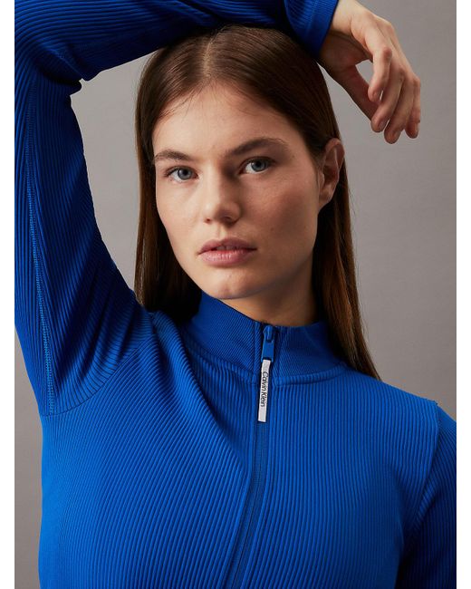 Calvin Klein Blue Cropped Zip Up Jacket