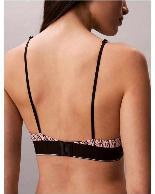 Calvin Klein Brown Graphic Monogram Microfiber Stretch Lightly Lined Triangle Bralette