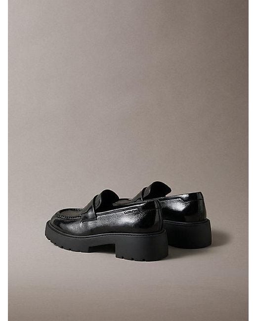 Calvin Klein Gray Ck Bold Shine Leather Chunky Loafers
