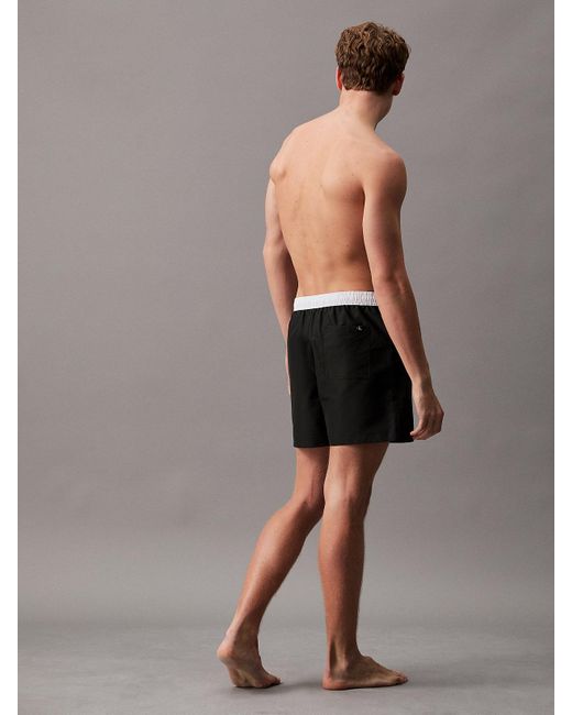 Calvin Klein Gray Medium Drawstring Swim Shorts - Ck Monogram for men