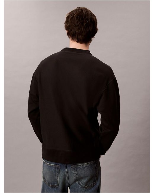 Calvin Klein Black Calvin Klein Premium Terry Monogram Logo Relaxed Sweatshirt for men